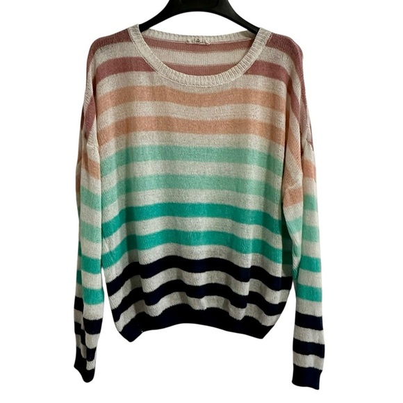 Eesome Pastel Striped Open Knit Light Women's Sweater M - Picture 2 of 5